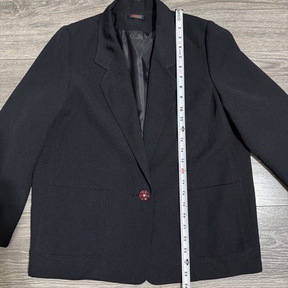 Gogogo FROM PARIS Black Button Front Blazer Women Size Large Career Formal - Picture 10 of 13